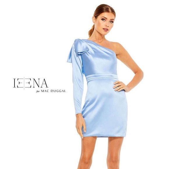 IEENA For Mac Duggal One Shoulder Cocktail Dress Periwinkle Size 8 NWT - Picture 1 of 4